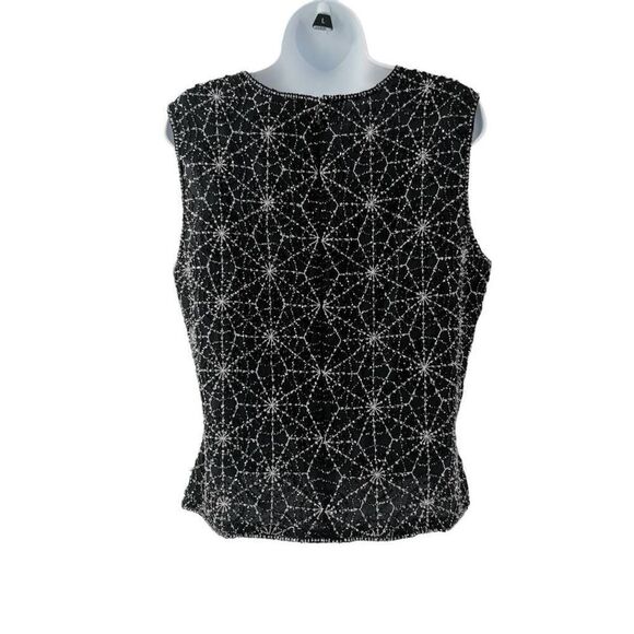 Vintage Black Silk Beaded Top | Cobweb Design | Papell Boutique Evening | Tag Si - Picture 2 of 3